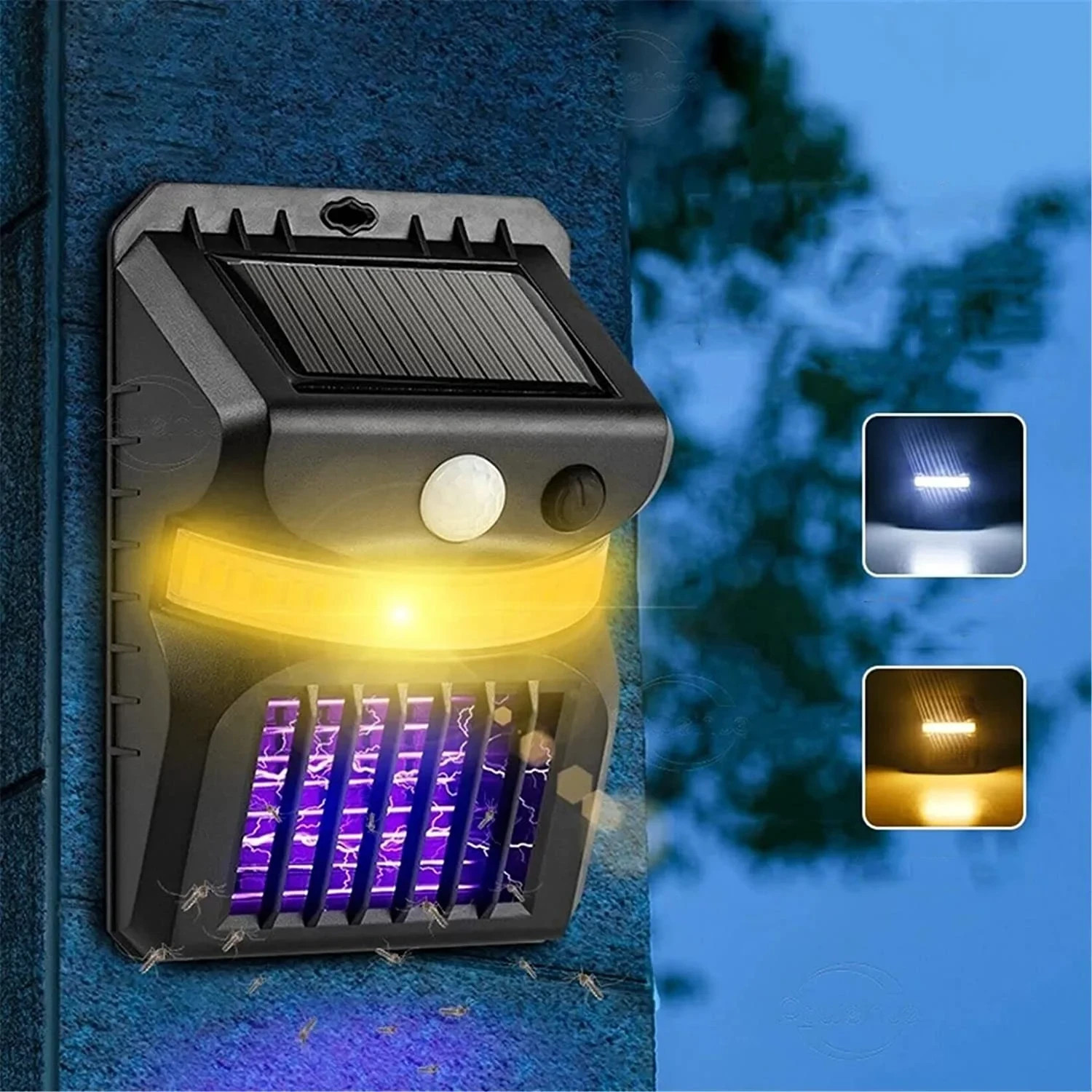 Solar Powered Mosquito Insect Killer Zapper LED Light Fly Bug Trap Pest Lamp USA