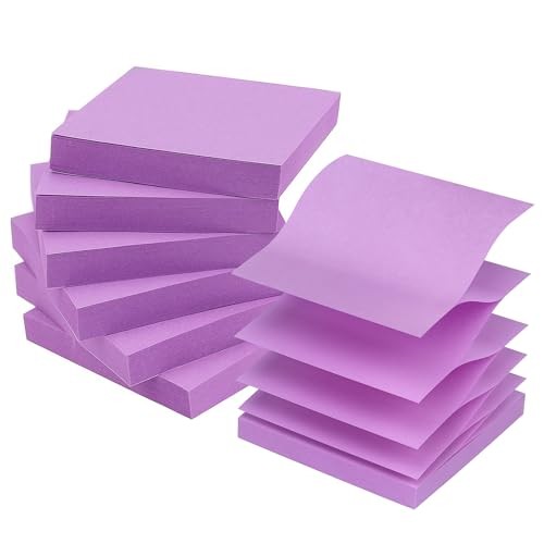 Pop Up Sticky Notes 3x3 Refills Self-Stick Notes 6 Pads, 100 Purple