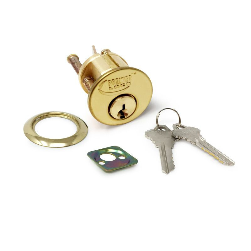 Premier Lock JS01-SC1 1 1/8" Rim Cylinder Heavy Duty Solid Brass Polished Finish