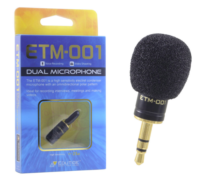 Edutige ETM-001 3.5mm omnidirectional capsule microphone + EWS-003 wind muff
