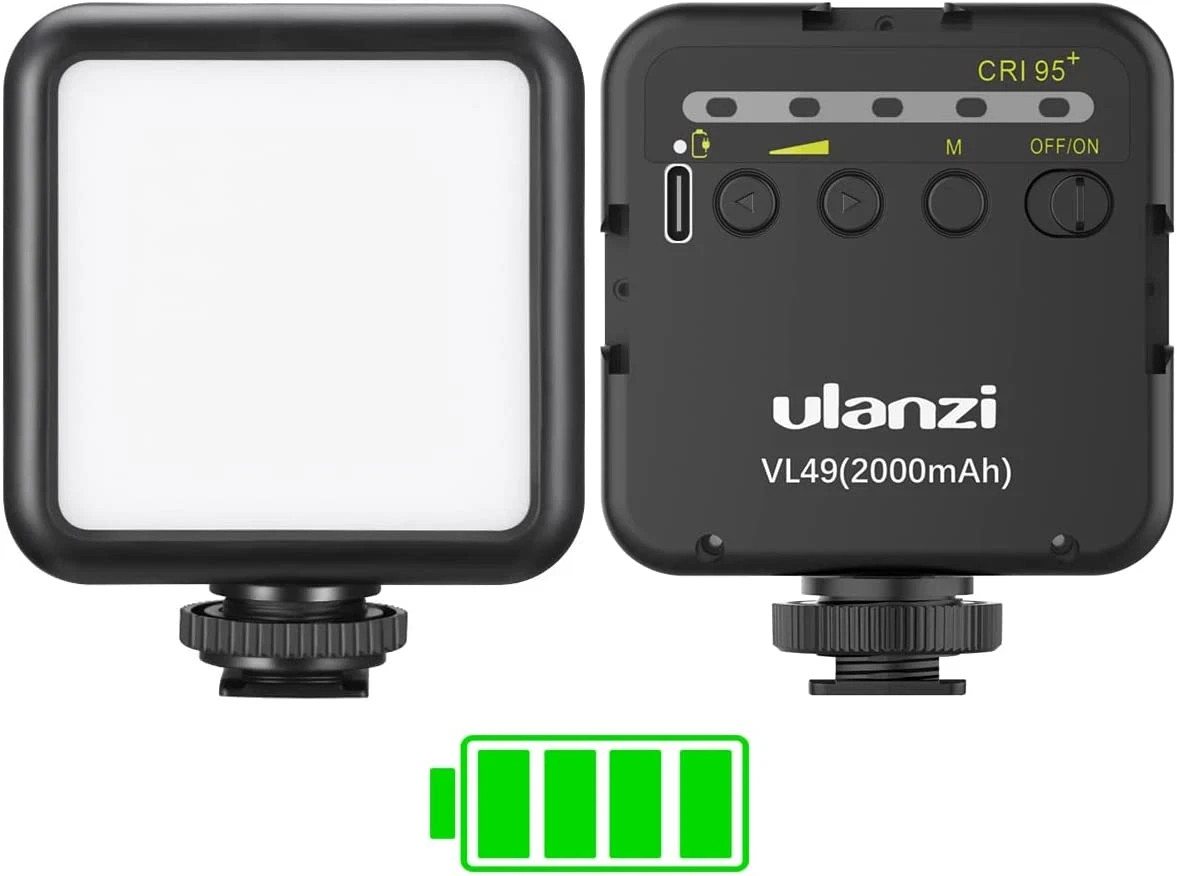 VL49 2000Mah LED Video Light W 3 Cold Shoe, Rechargeable Soft Light Panel, Porta