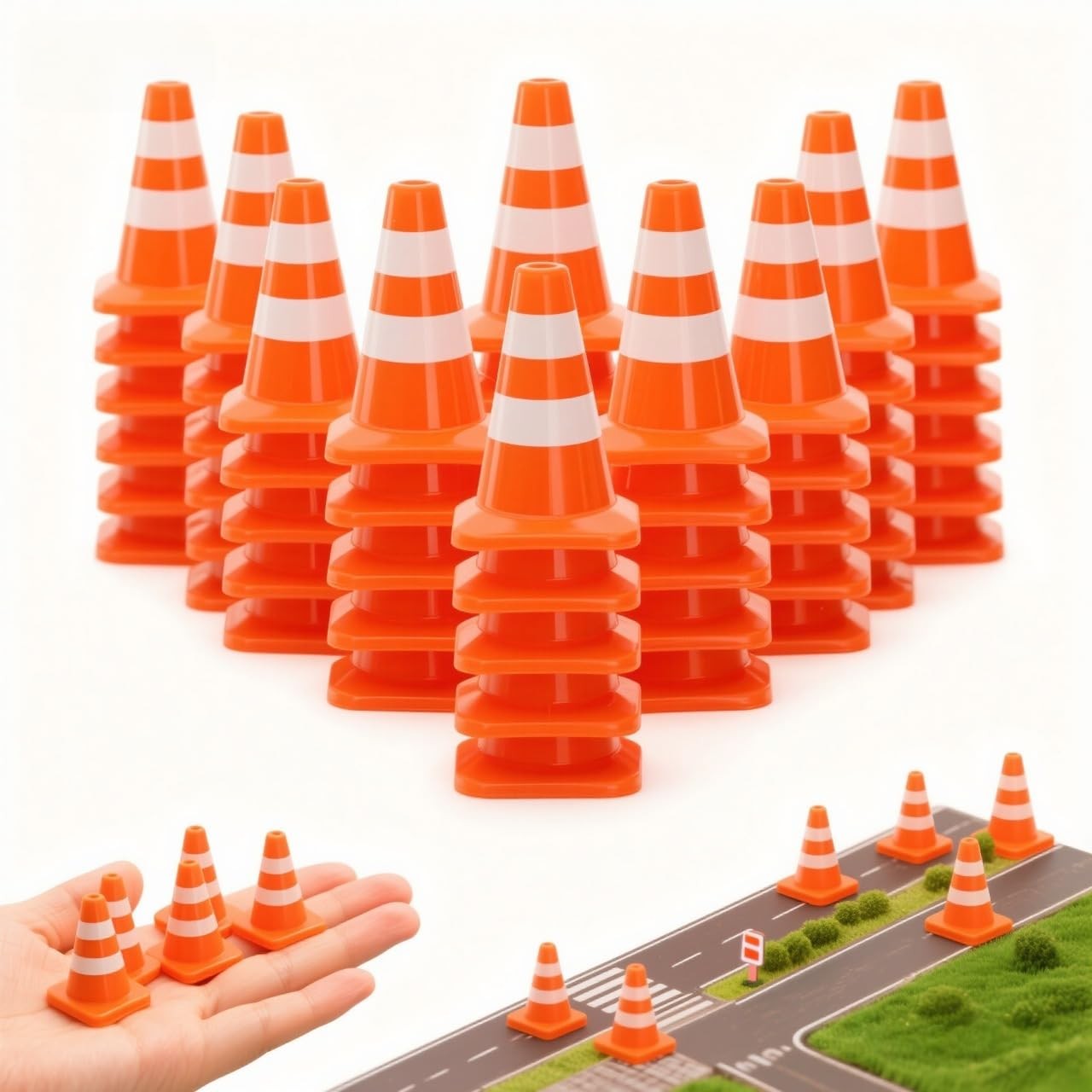 Mini Traffic Cones 50Pcs Orange Sports Training Roadblock Miniature Sand Table U