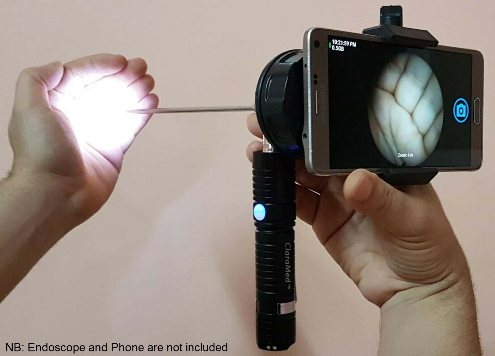 ClaraMed phone endoscope adapter + ACMI/Olympus/Storz compatible light source,S4