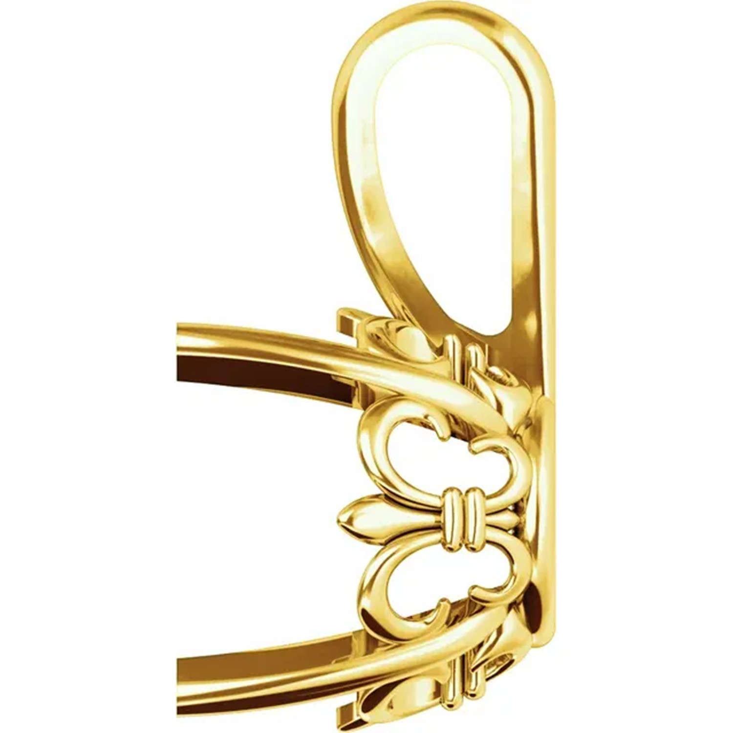 Pendant Setting 14K Yellow Gold Round Cut Single Bail Fleur-De-Lis Solitaire USA