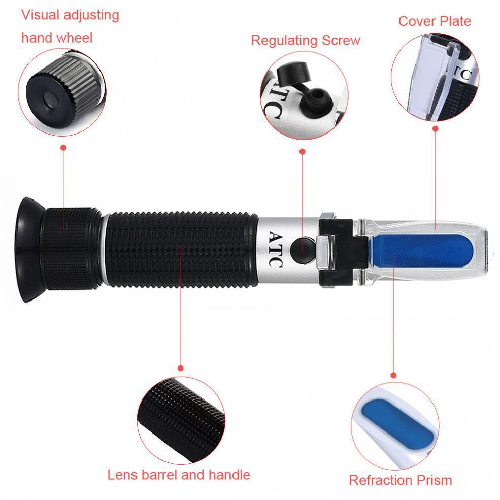 Brix Refractometer 0-32% Brix Meter Refractometer for Testing Sugar Content ATC