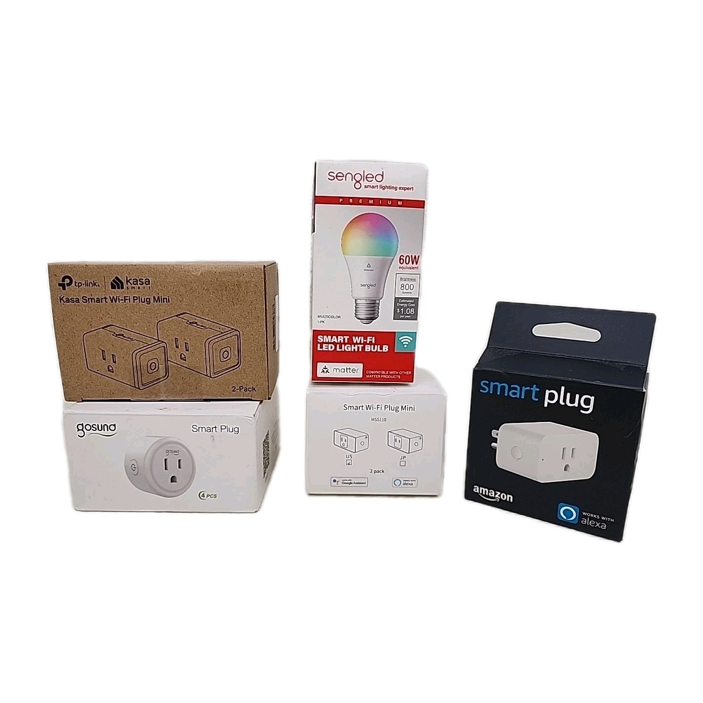 Lot Of 8 Smart Plugs & 1 Smart Led Bulb. WiFi Smart Home US 120v. Tp Link, Alexa
