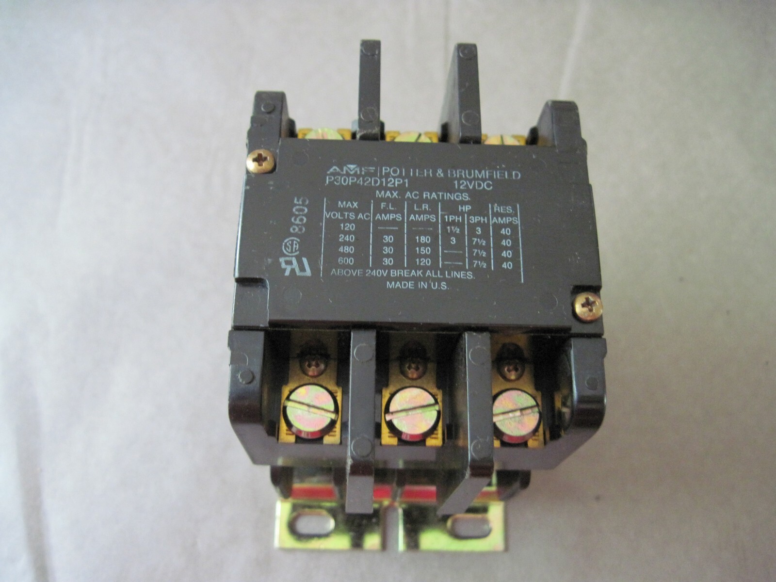 AMF Potter & Brumfield P30P42D12P1-12 Contactor, 12VDC, NOS