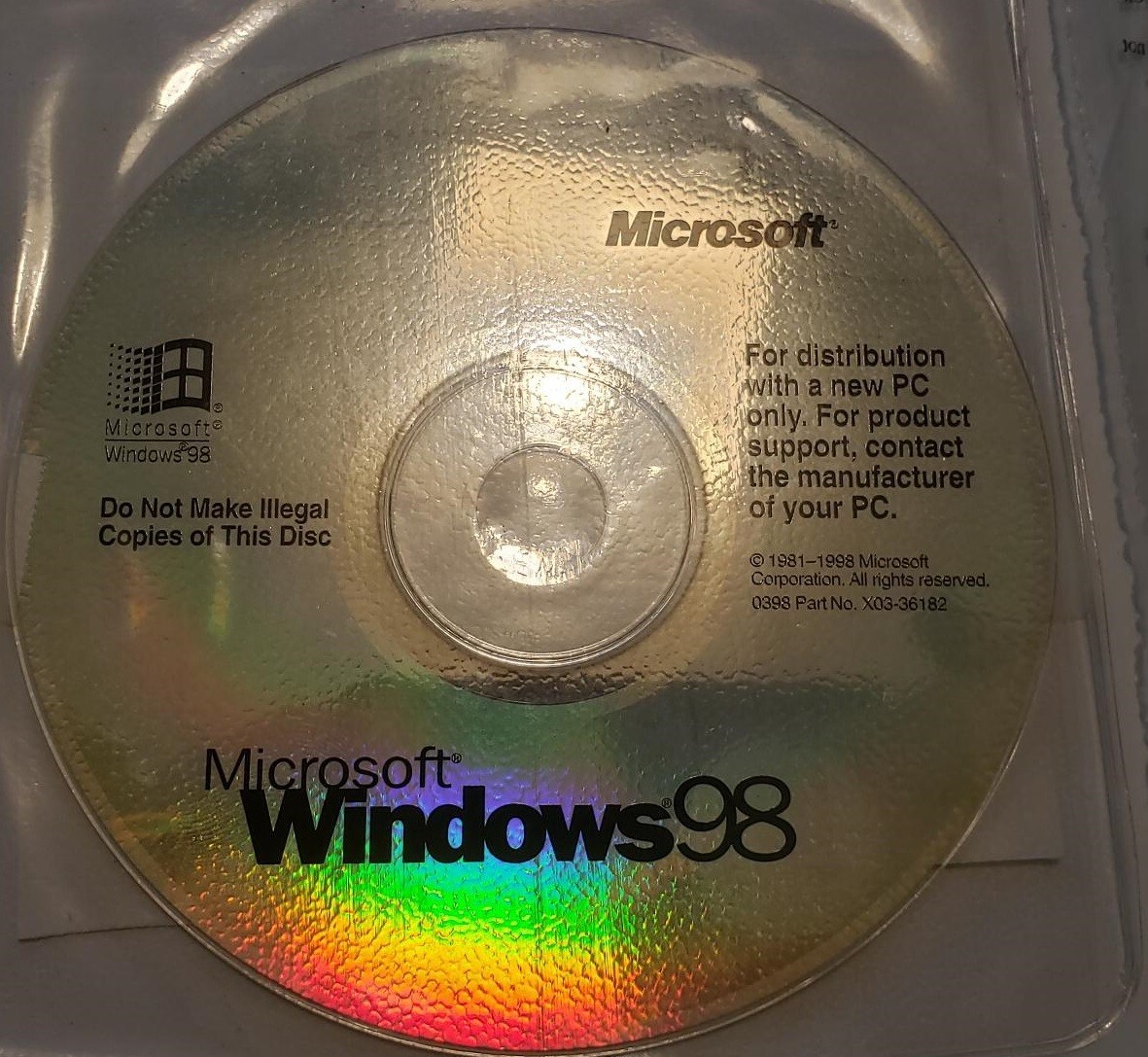 Microsoft/Windows 98/Operating System/Full First Edition w/CD/Floppy 3.5" & COA 