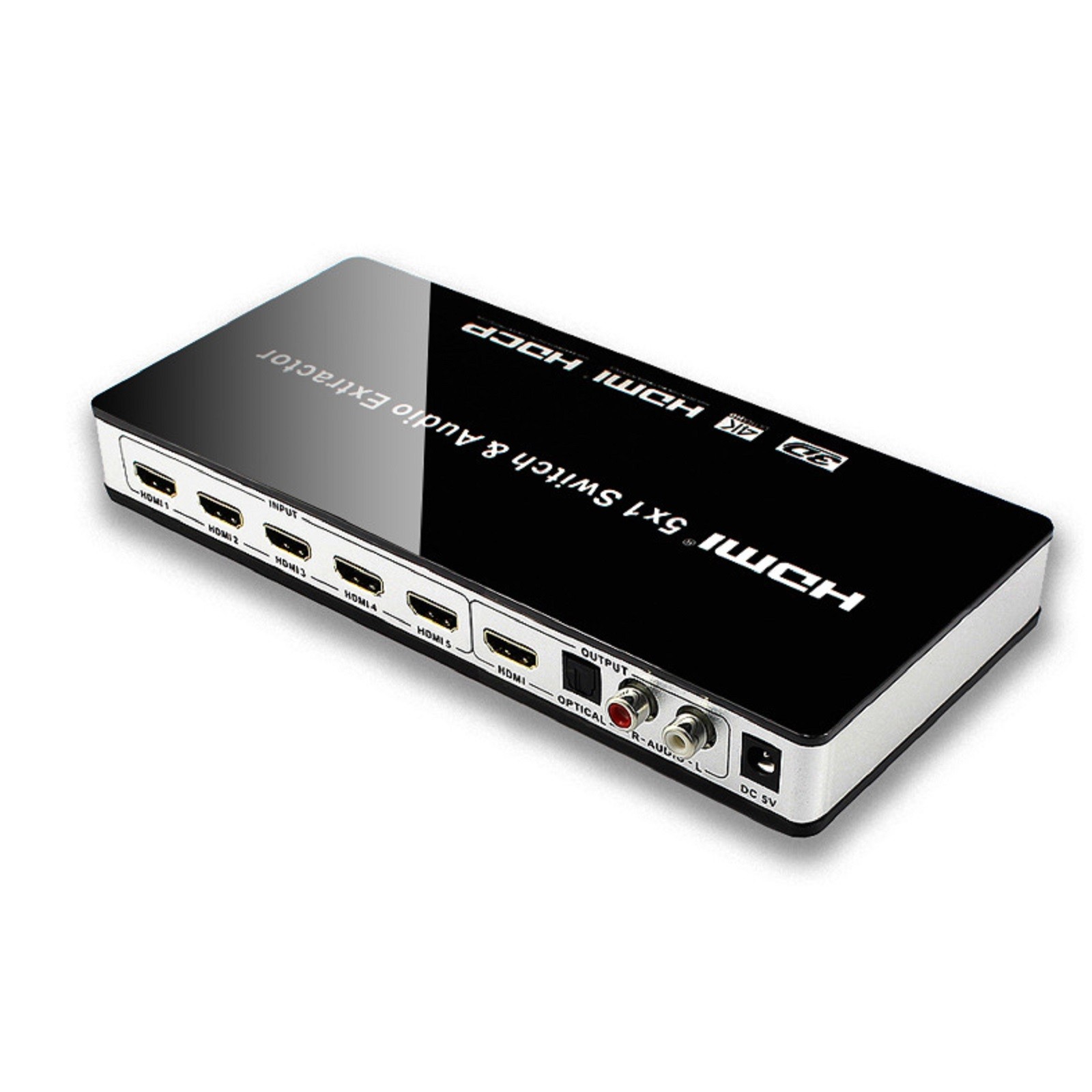 HDMI-Compatible Switch Switcher 5x1 5 in 1 out Audio Extractor 4K For PS4 PS5