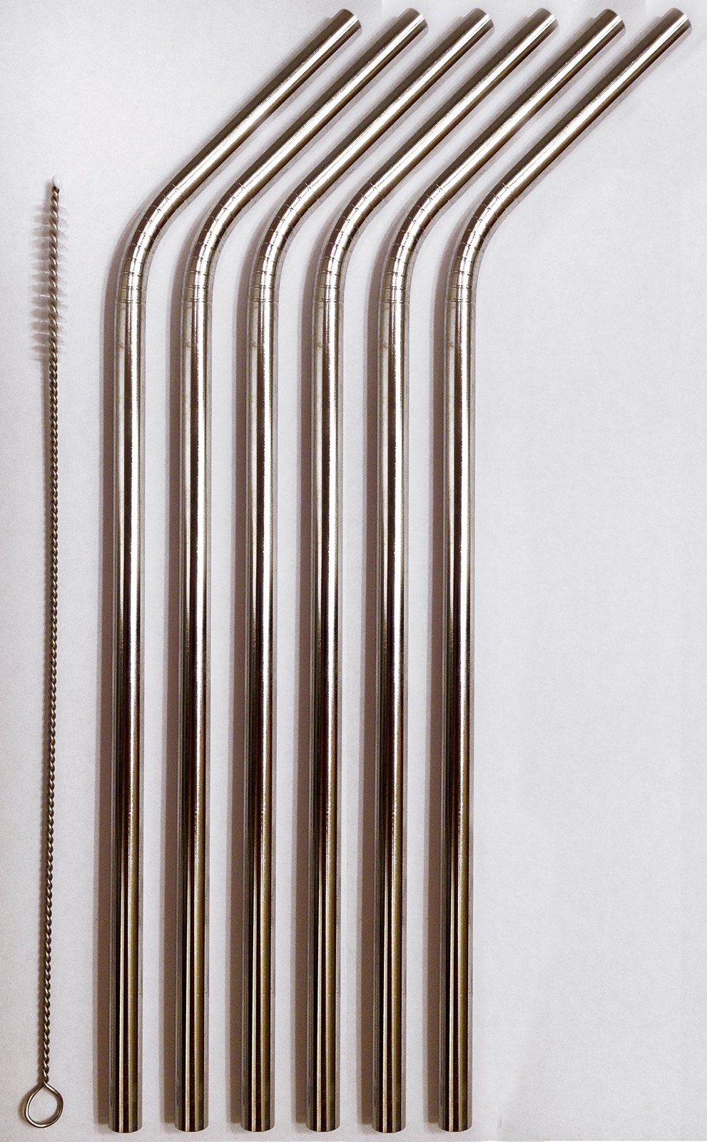 6 Reusable Straws - Stainless Steel Drinking - Set of 6 + 2 Cleaners - Eco