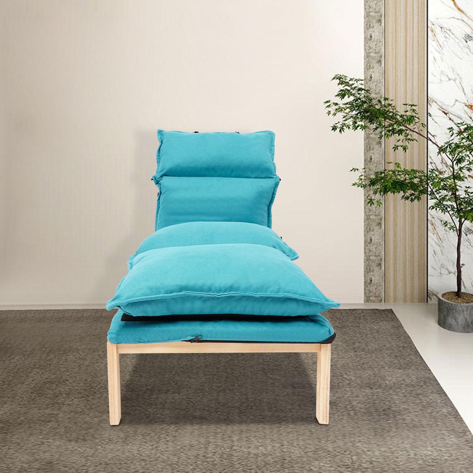 Blue Lounge Chair Single Lazy Sofa Leisure Balcony Adjustable Recliner