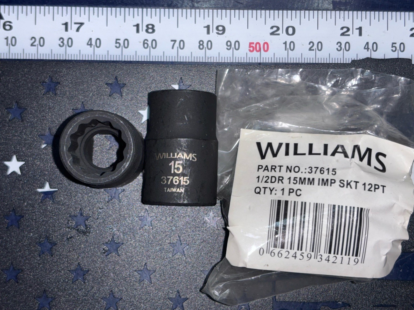 (3) Williams 15mm Standard Impact Socket 1/2 Drive 12PT 37615 THREE SOCKETS