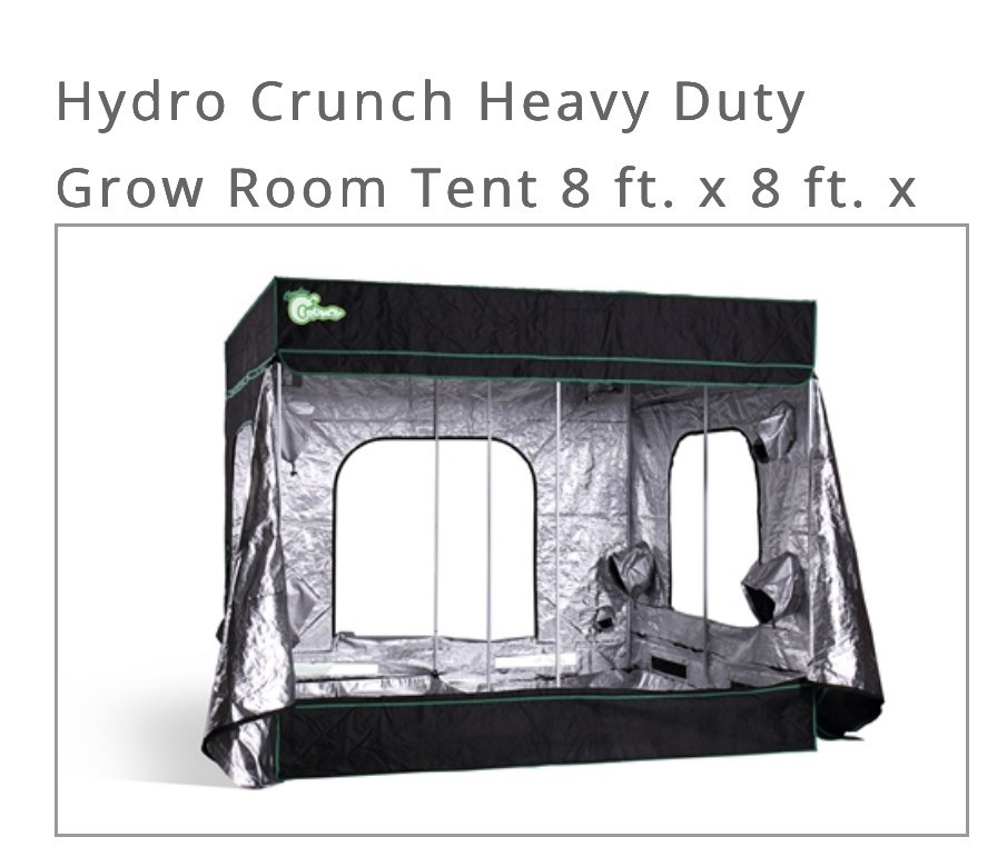 Hydrocrunch 8'x8' Hydroponic Indoor Grow Tent for 16-24 Plants Grow 96"x96"x80"