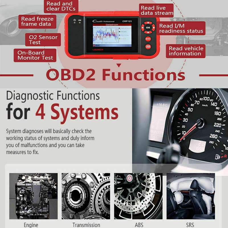 2023 LAUNCH CRP123 Elite Car OBD2 Diagnostic Scanner ABS SRS Engine Code Reader
