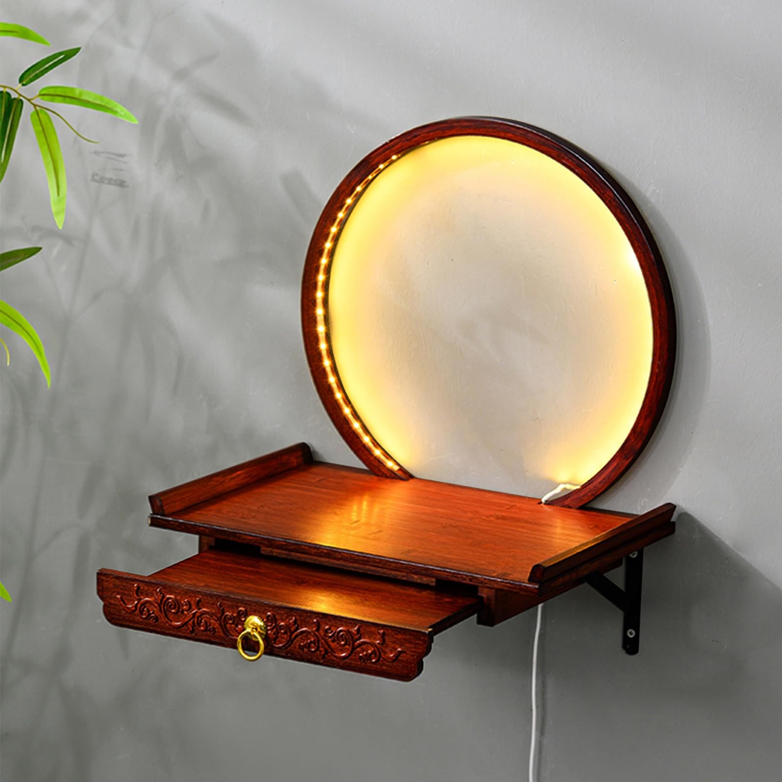 Wall-Mounted Buddha Statue Stand with LED, Small Buddhist Shrine Altar Table,...