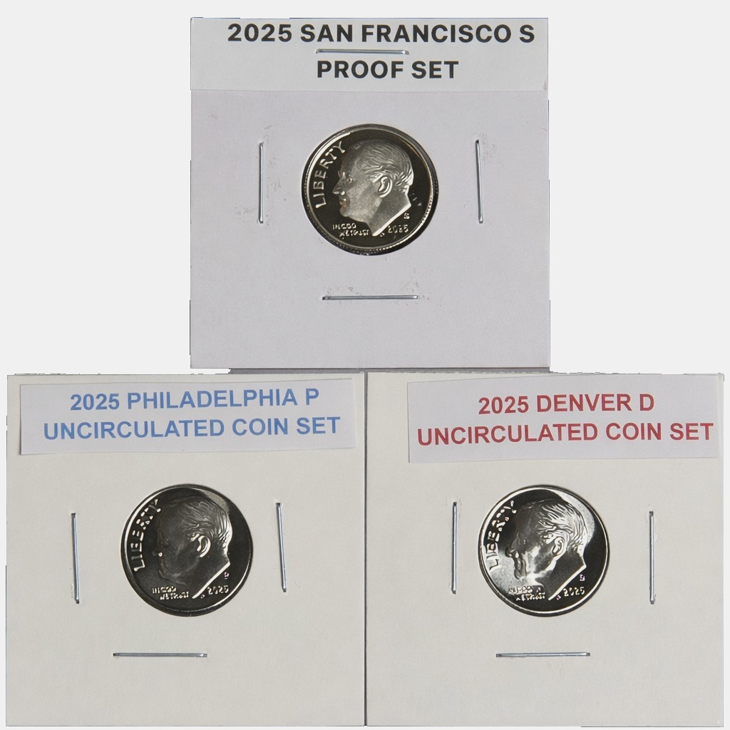 2025 Roosevelt Dime 3 Coin Set S Proof PD Uncirculated US Mint Proof & Mint Sets