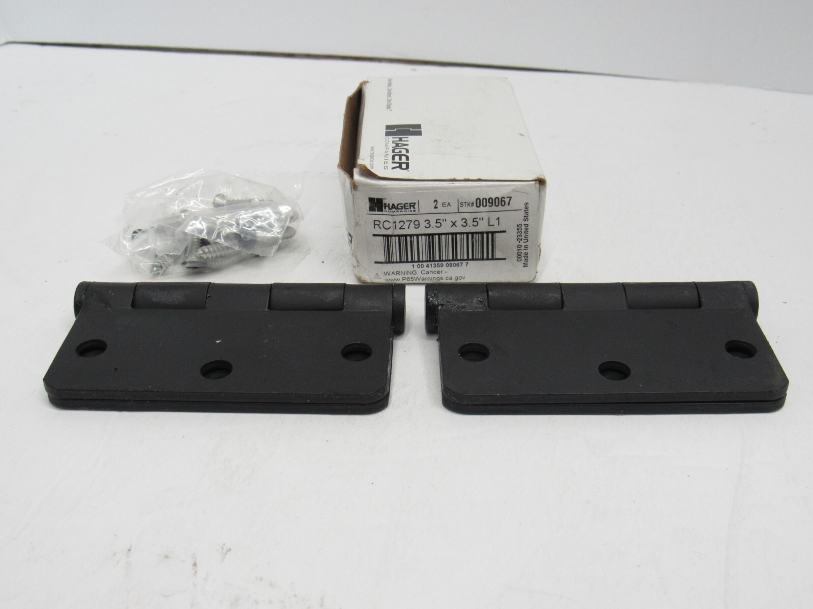 Hager RC1279 3.5" x 3.5" L1 Hinges Box of 2 Black