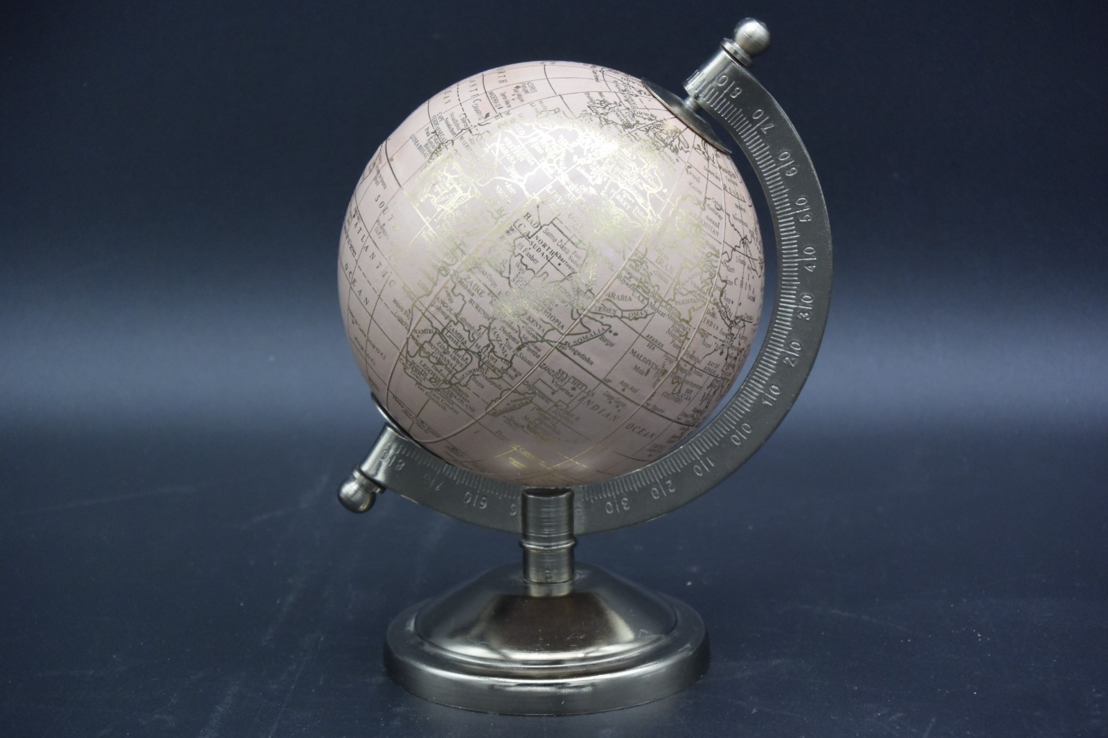 HERITAGE World Globe Dusty Pink & Gold 6"H Ladies Office Decor Travel