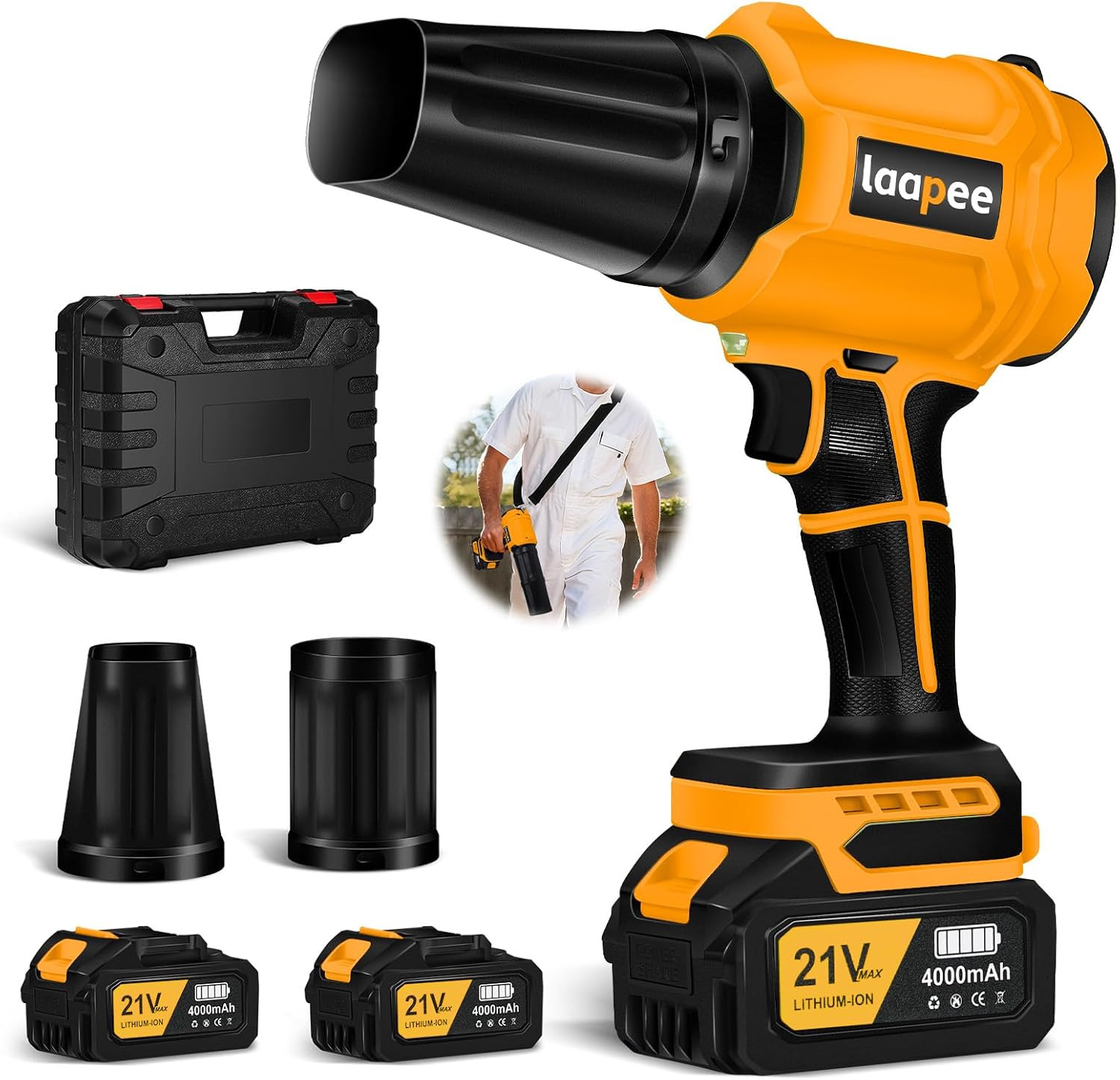Leaf Blower Cordless,Battery Powered 800,000 RPM Electric Leaf Blower with 2 X 4