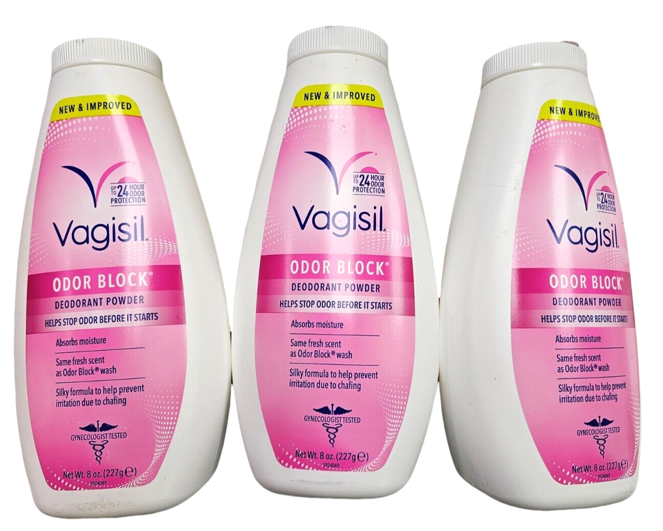Vagisil Odor Block Deodorant Powder Talc-Free 8oz ( 3 pack ) NEW & IMPROVED