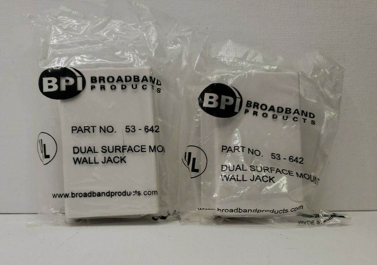 2 BPI BROADBAND DUAL SURFACE MOUNT PHONE/ ETHERNET WALL JACK #53 - 642 WHITE