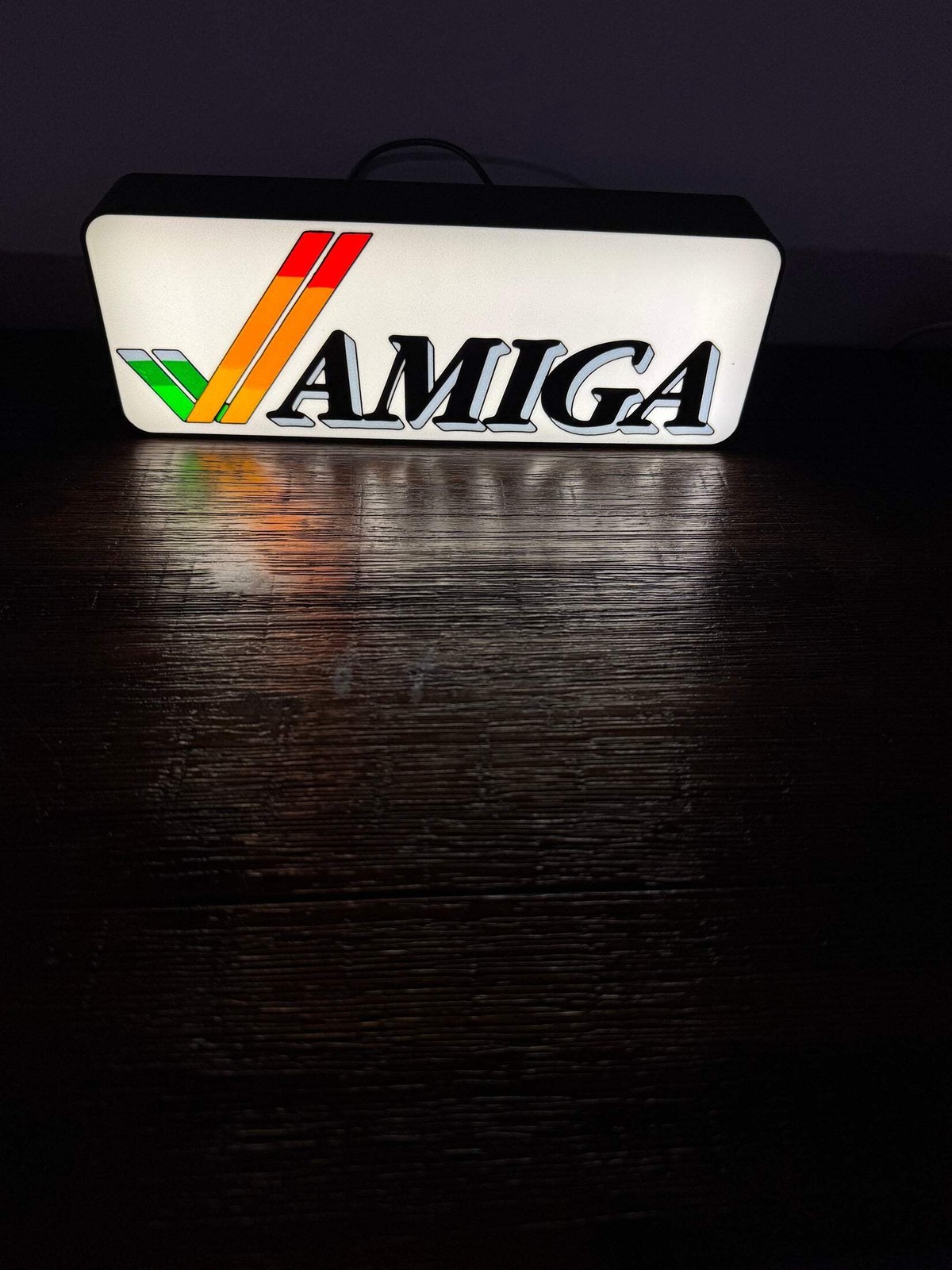 Commodore Amiga Logo & Word - LED Light up sign - Vintage Computing Wall Art