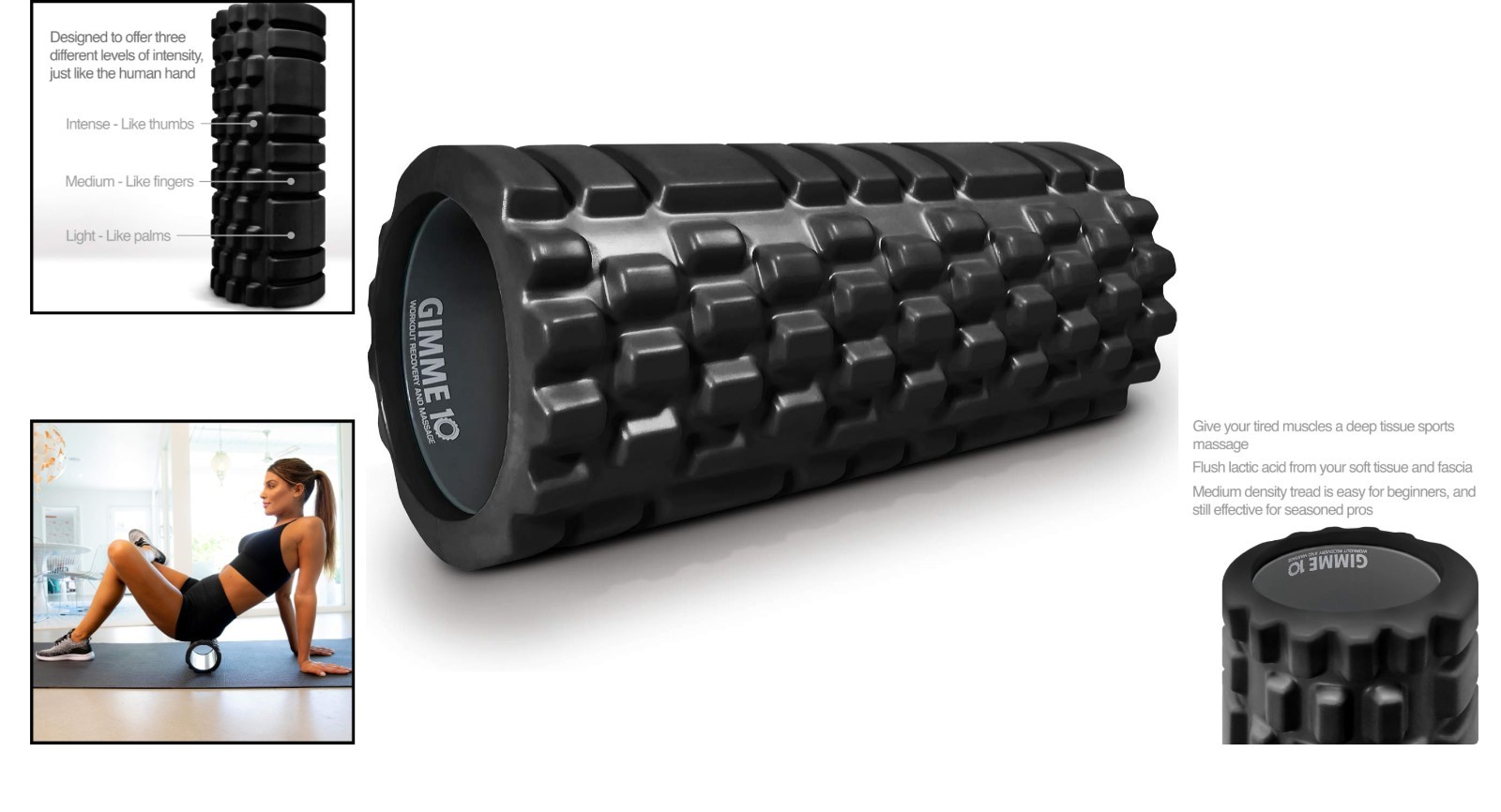 Pro-Precision 3-Zone Medium Foam Roller for Muscle Recovery & Mobility