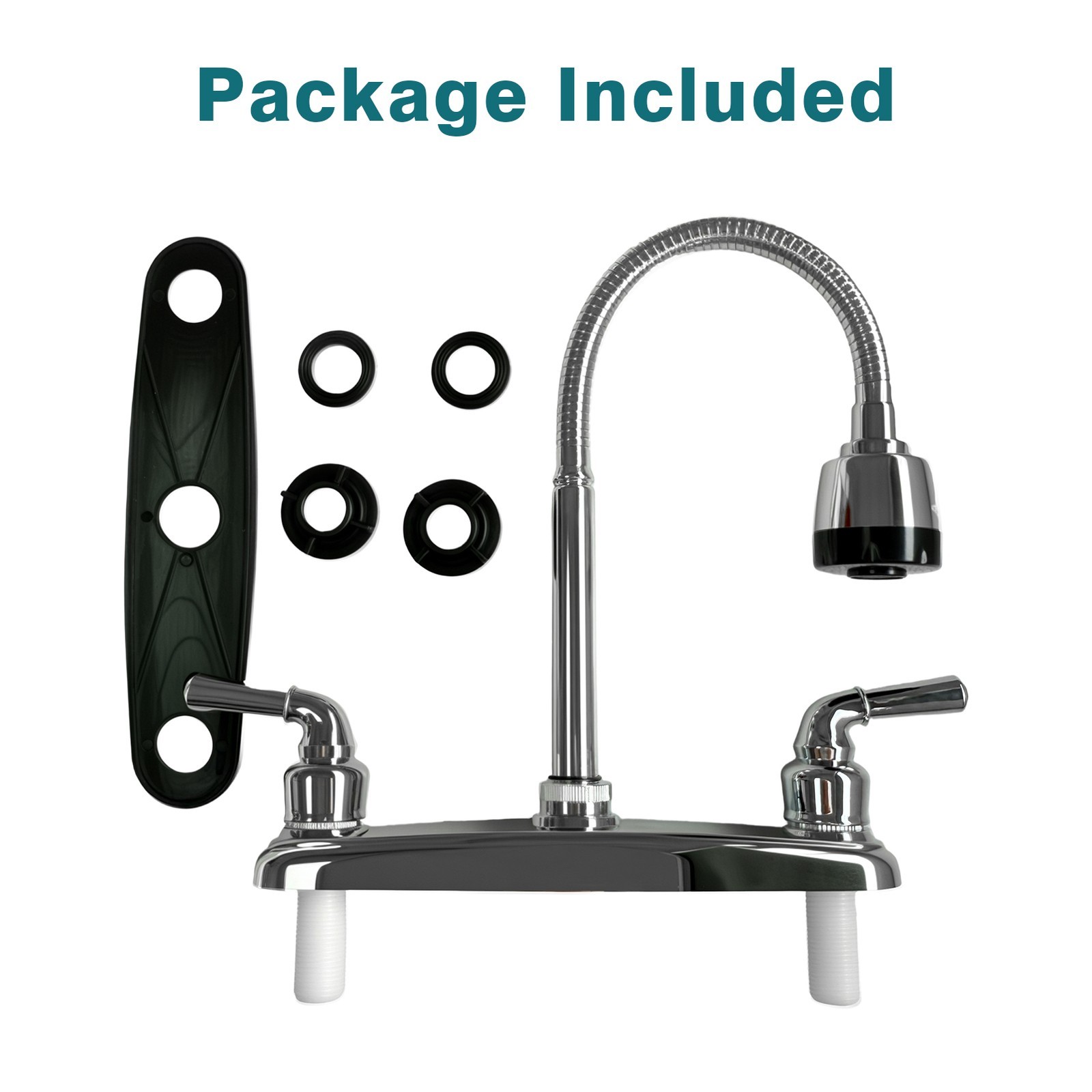 360° Chrome Kitchen Faucet Sink Mixer Pull Down Sprayer Single Handle Plastic