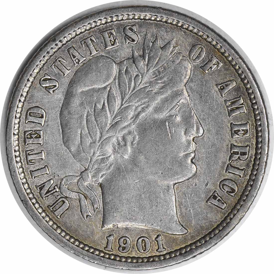 1901-O/Horizontal O Barber Silver Dime RPM 1 FS-501 EF Uncertified #1222
