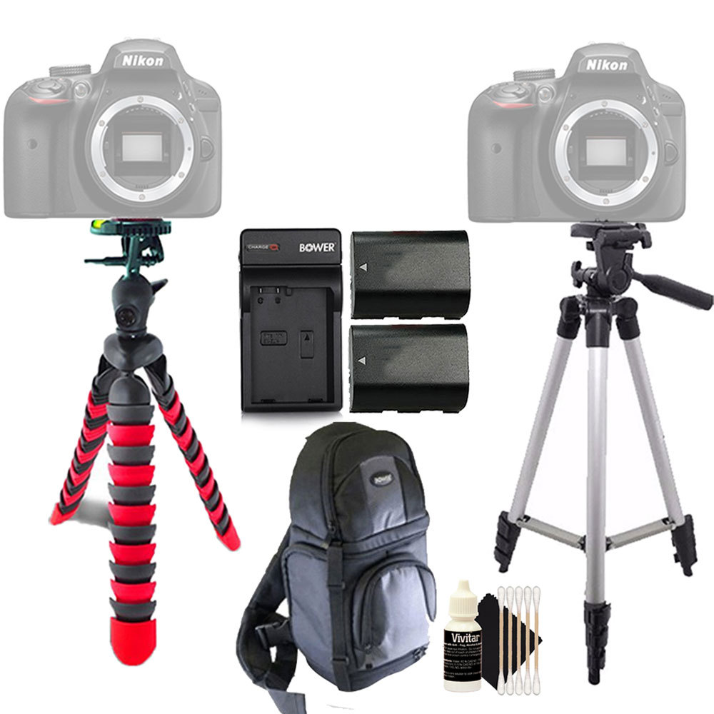 Tall and Flexible Tripod + 2x Replacement LP-E10 Battery + Cleaning Kit