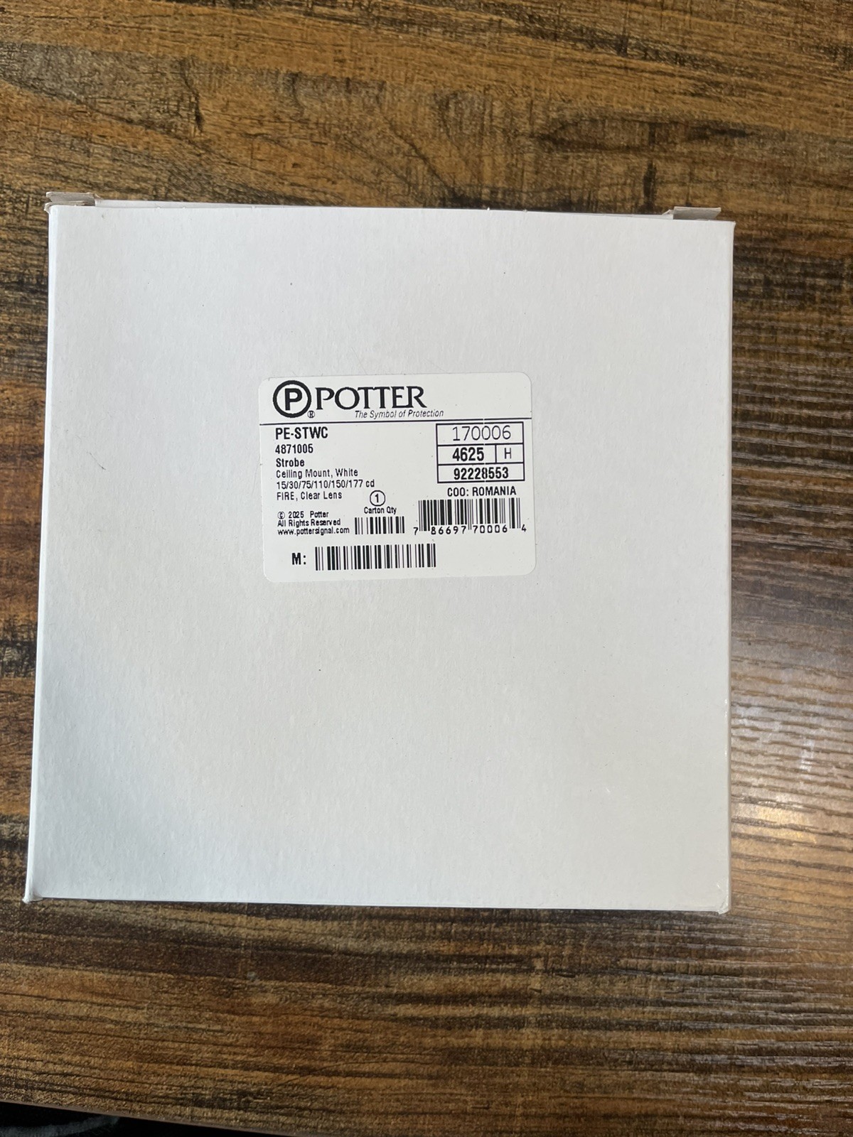NIB POTTER PE-STWC WHITE CEILING MOUNT STROBE  FREE SHIPPING!!!