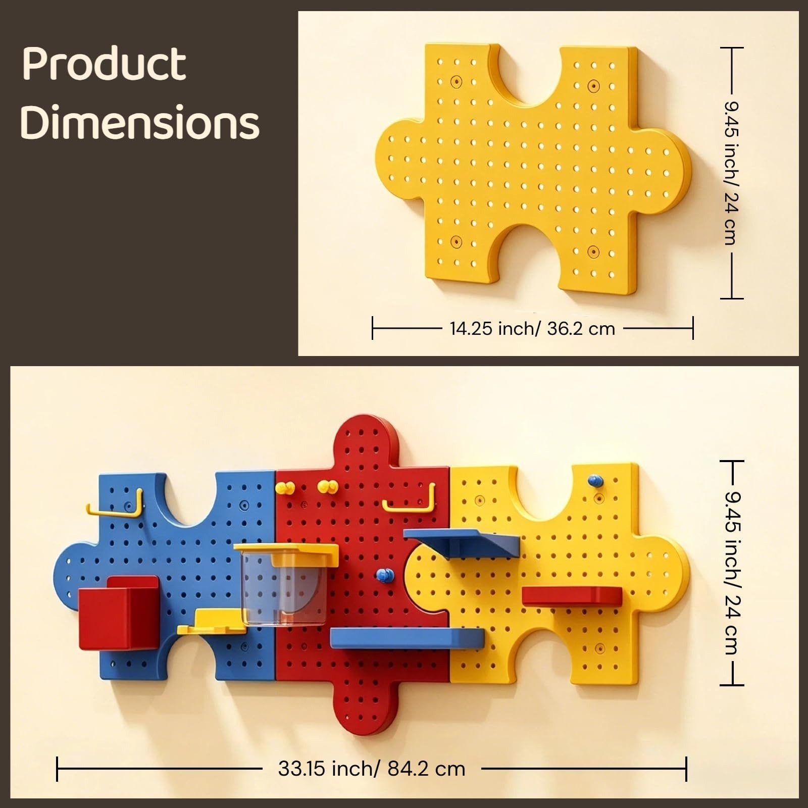 Pegboard Wall Organizer, Puzzle Modular Plastic Storage System with Hooks She...