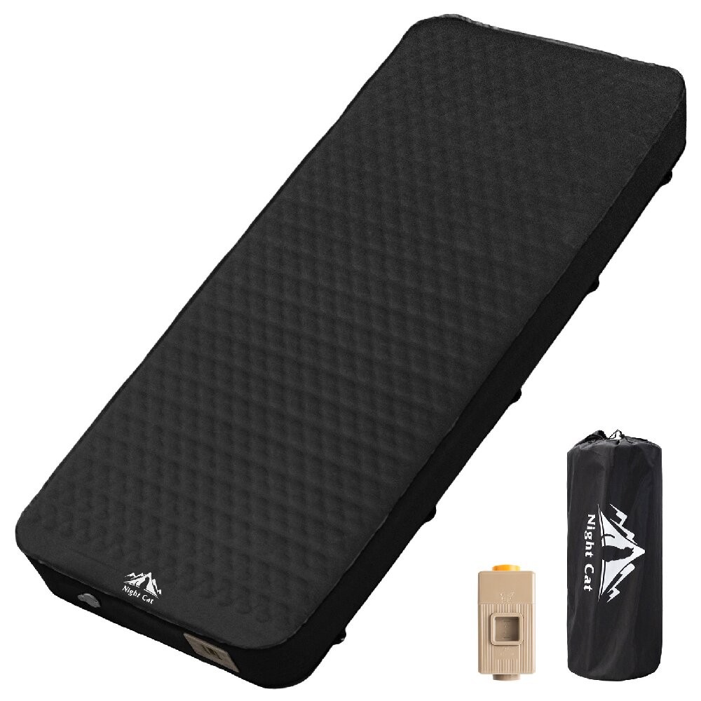 Night Cat Inflatable Sleeping Pad 4" Thick Foam Camping Mattress Electric Pump