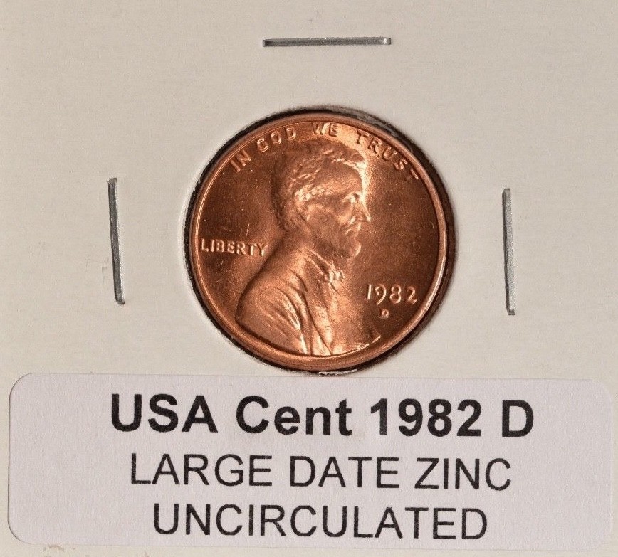 1982 D - Large Date - Zinc - USA Small Cent - UNCIRCULATED