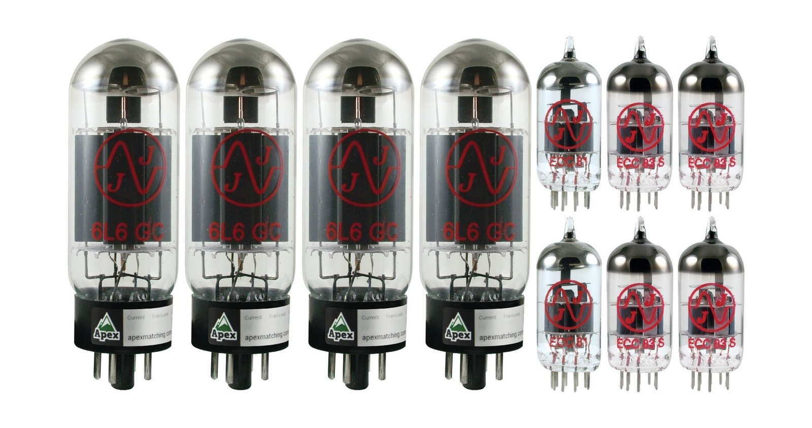 Vacuum Tube Set for Fender Twin Reverb, Apex Matched (2)T-12AT7-JJ, (4)T-12AX...