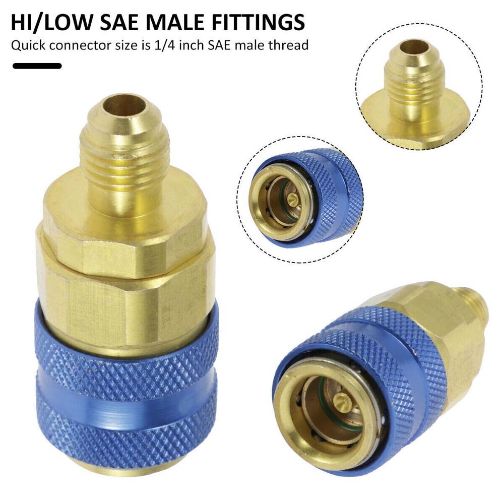 2X A/C AC Refrigerant Automotive Air Conditioning Quick Coupler Low & High Side