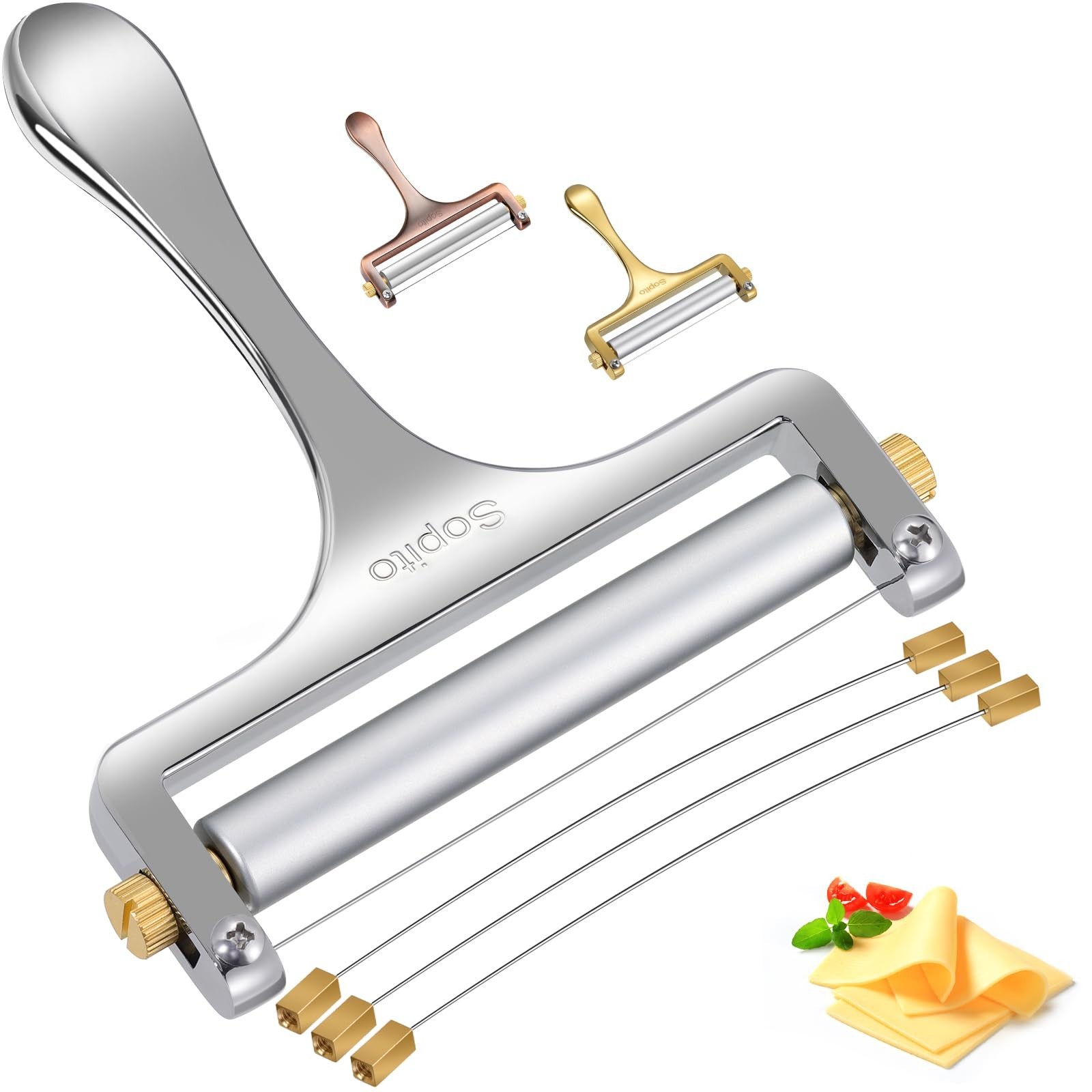 Sopito Stainless Steel Wire Cheese Slicer With 3 Extra Wires Adjustable Thick...