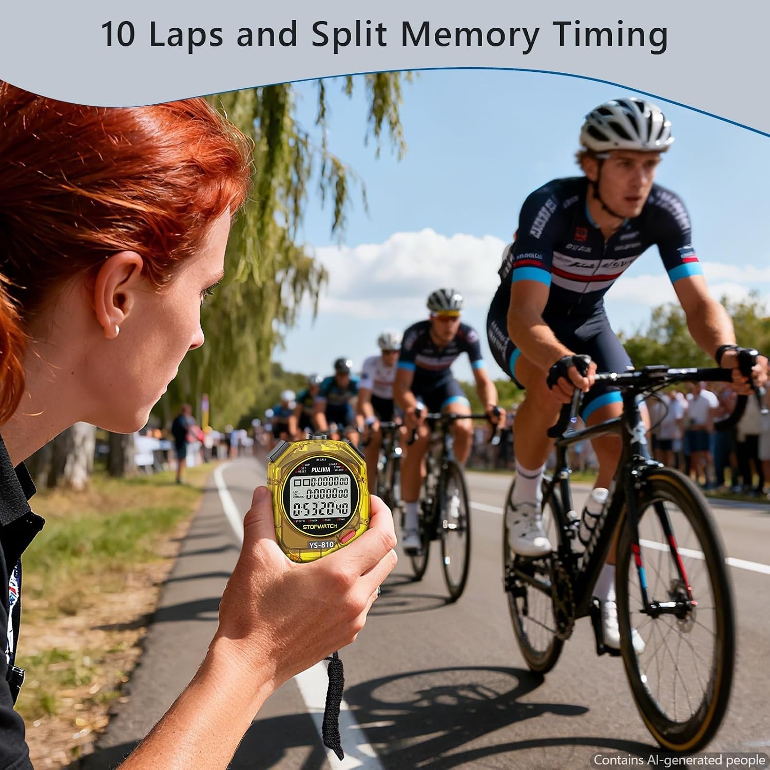 Durable Stopwatch with Countdown, Memory Functions & 3-Row Display for Sports