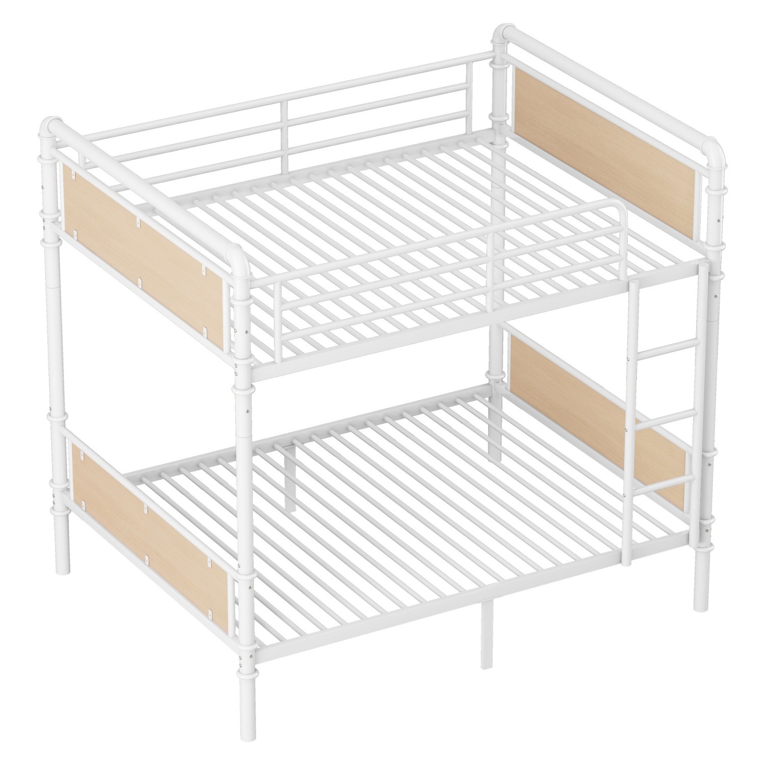 Twin XL Over Twin XL Metal Bunk Bed Convertible Into Two Single Bed White/Black