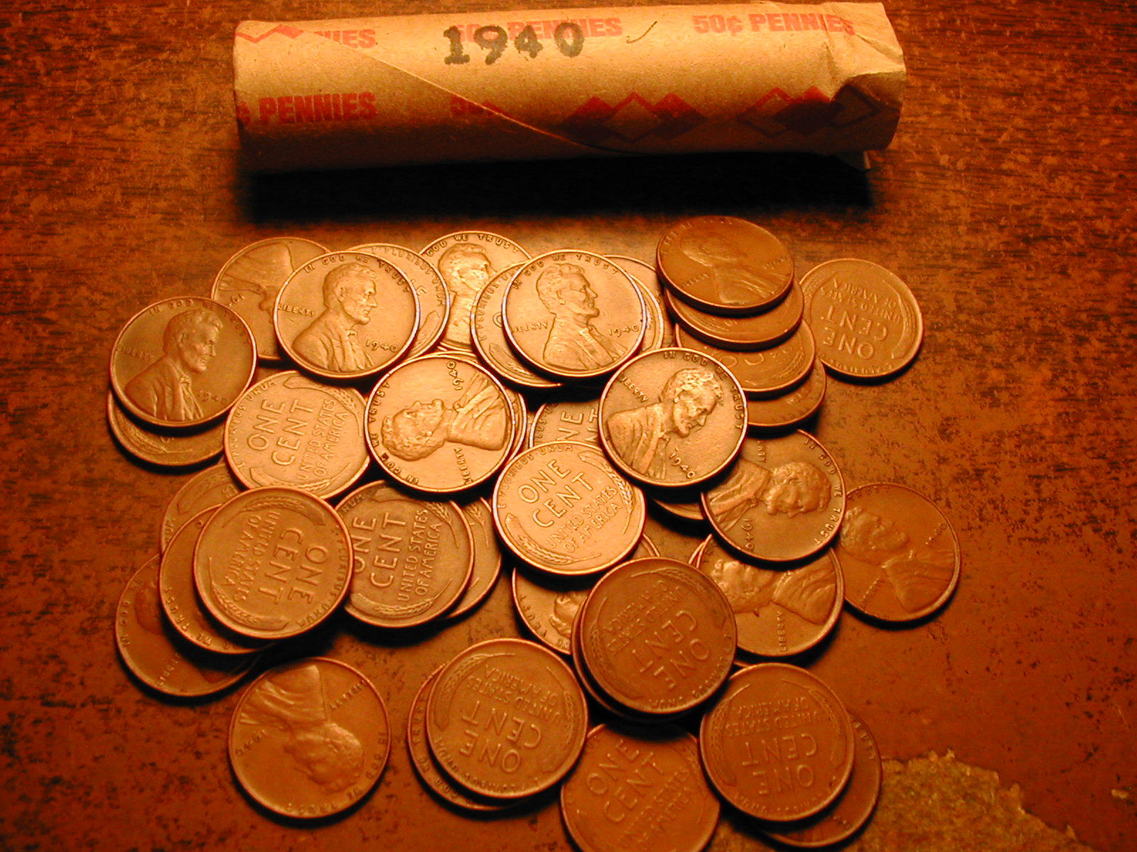 1940 LINCOLN WHEAT CENT PENNY ROLL, nice condition