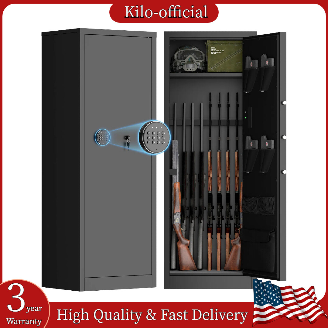 10-13 Rifles Gun Safe Gun Cabinet for Home w/ Dual Backup Keys & Alarm System US