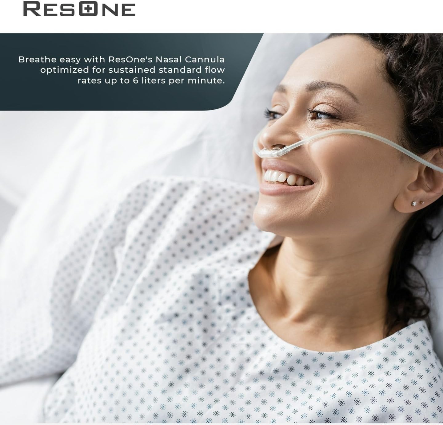 2Ft Oxygen Cannula - Soft Curved Nose Piece & Universal Fit Connector