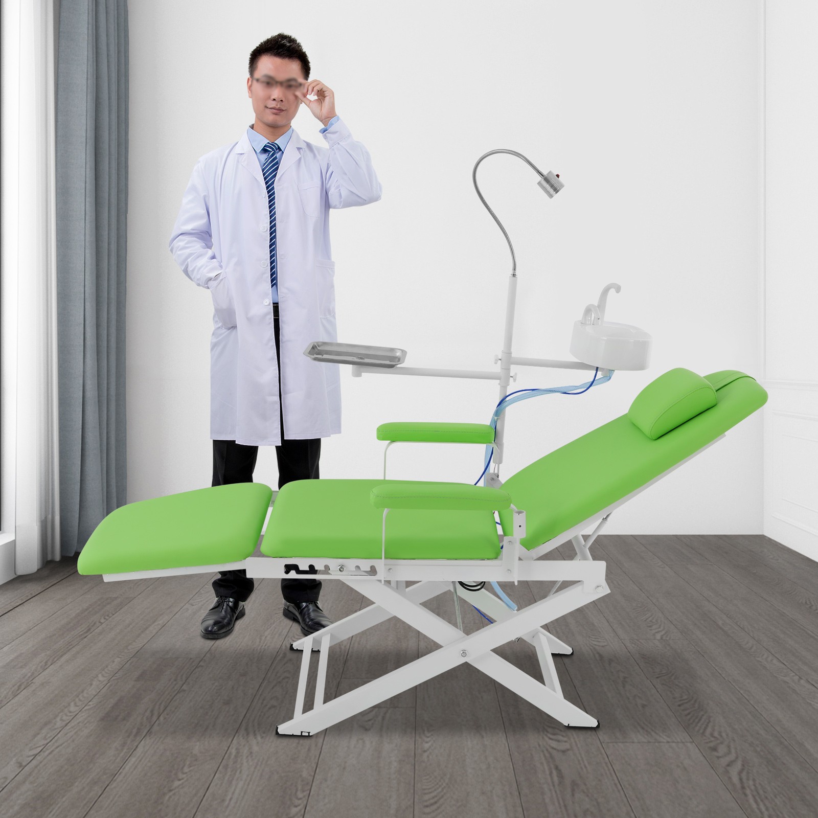 Dental Portable Mobile Chair LED Light Folding Chair W/ Rechargeable LED light
