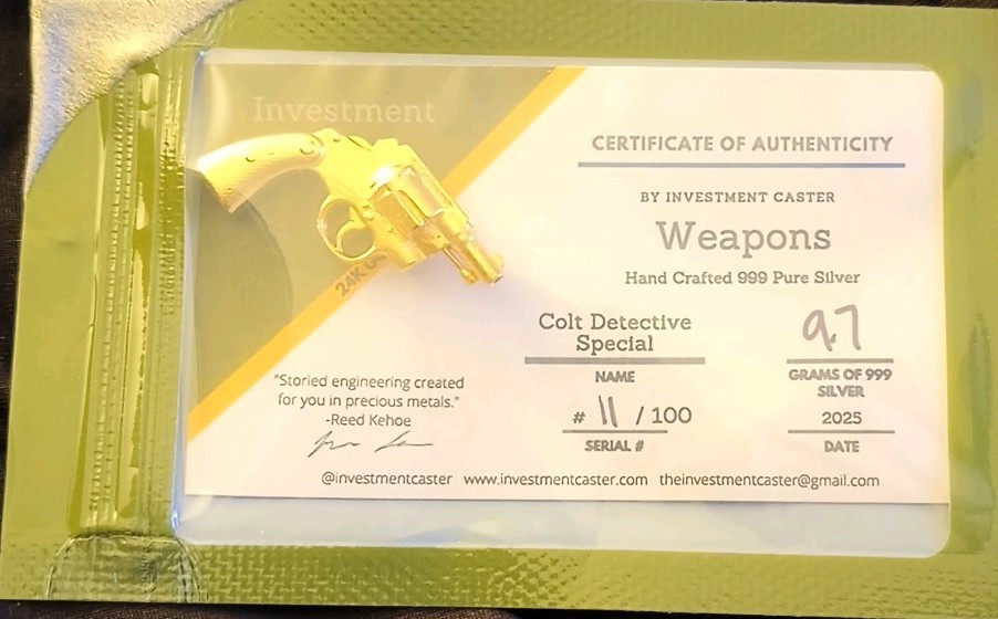 Caster Colt Detective Special #11 Out of 100 Low Mint 24k Gold Plated  9.7g Silv