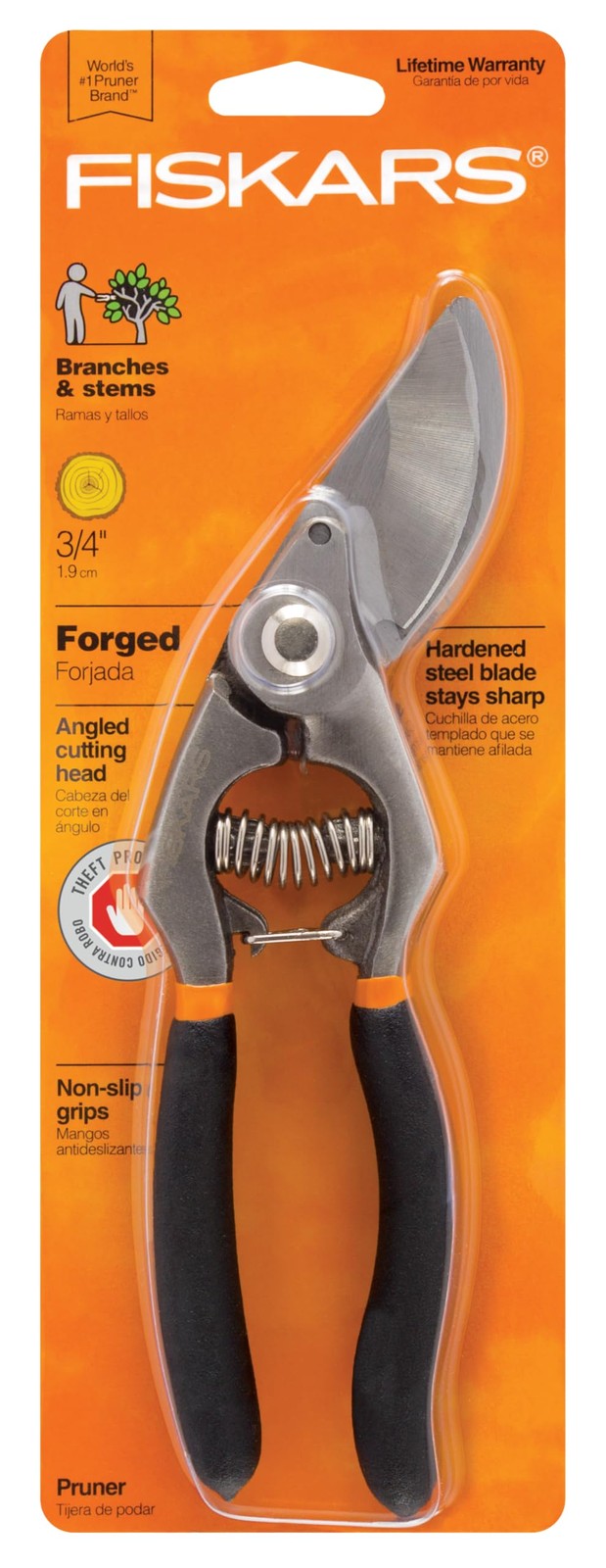 FISKARS® Forged Steel Bypass Pruner - Ultra-Durable, Ergonomic 1 Pack, Black