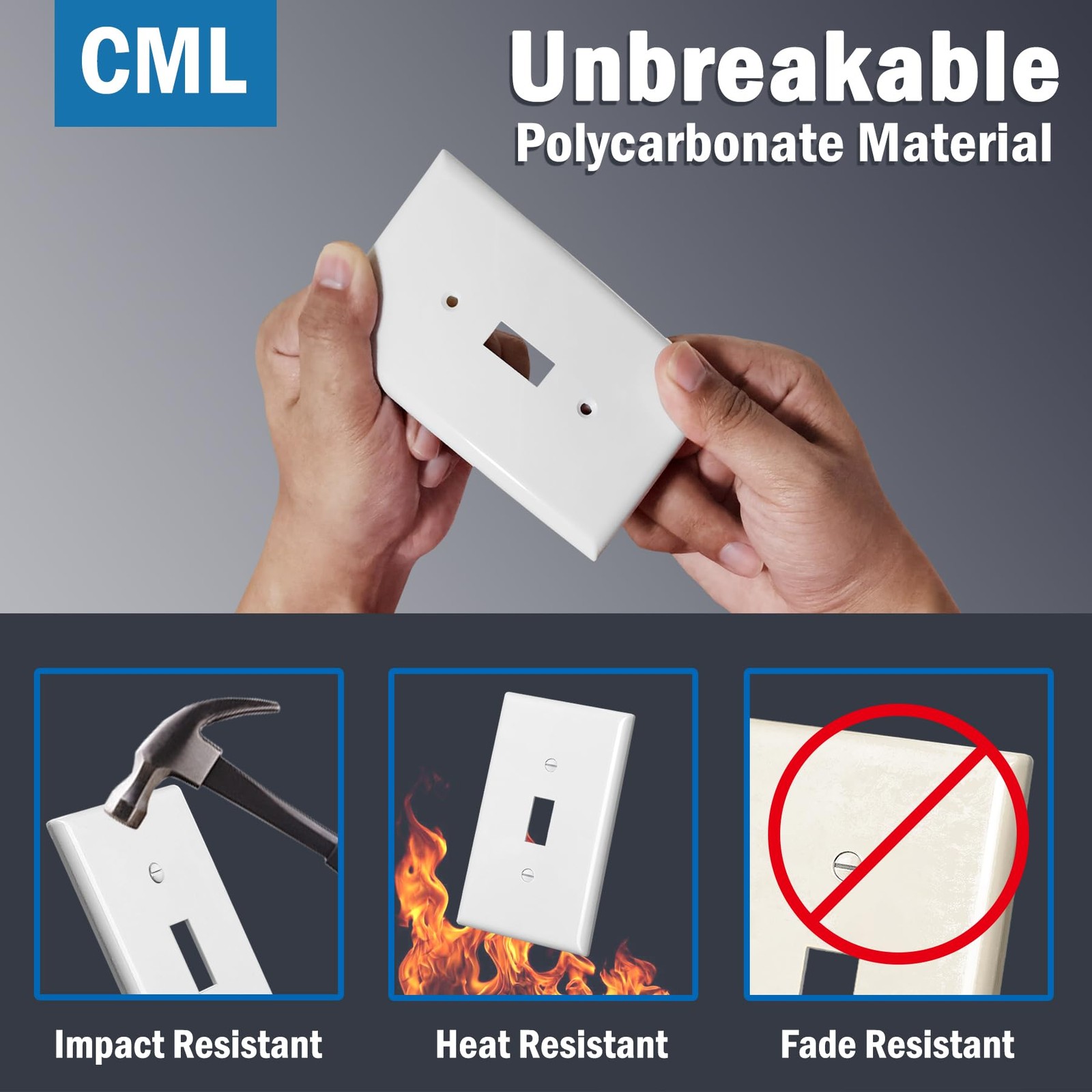 CML Jumbo Toggle Light Switch Wall Plate, 20 Pack Oversized Light Switch Cove...