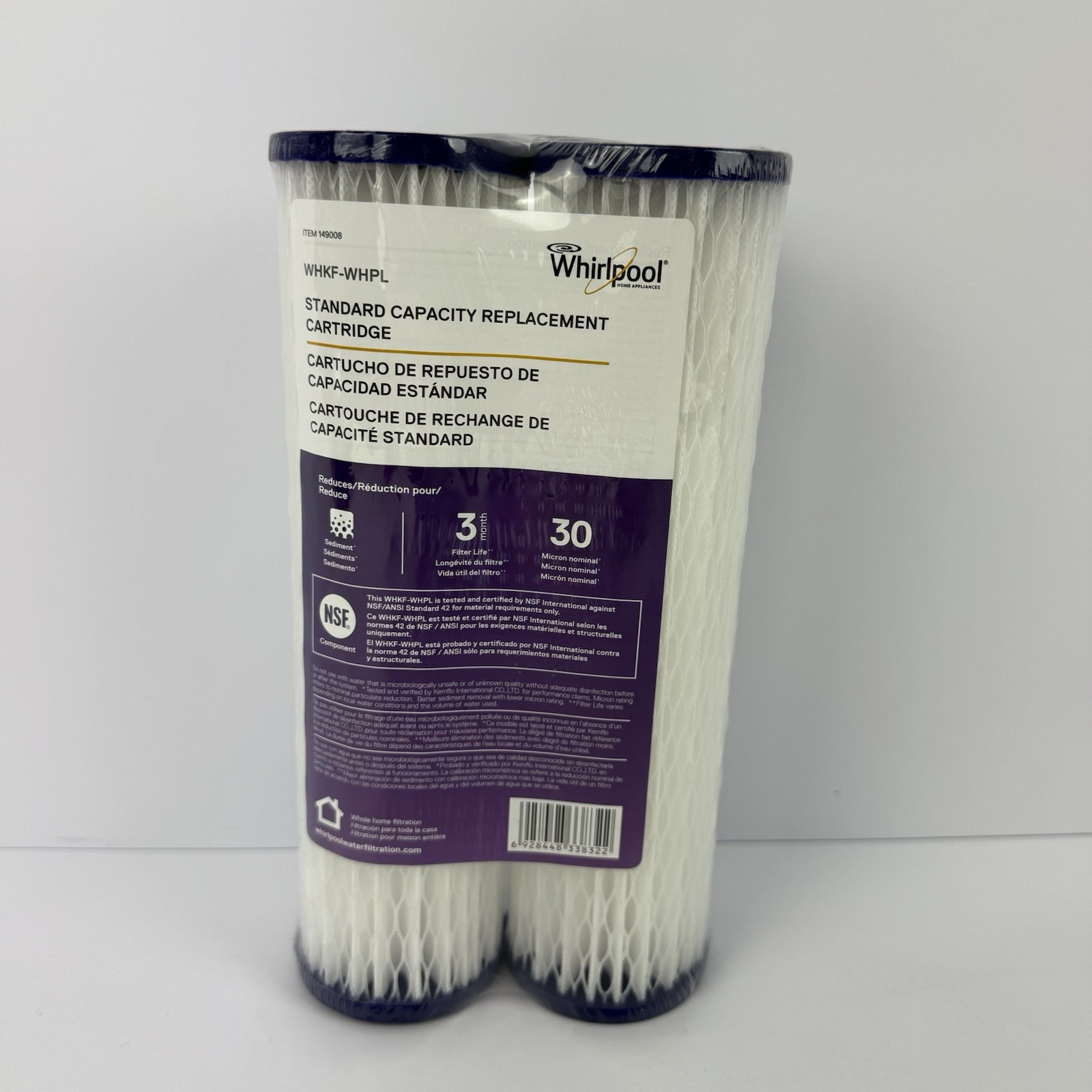 Whirlpool WHKF-WHPL Standard Capacity Whole House Filtration Filter (2 Pack)