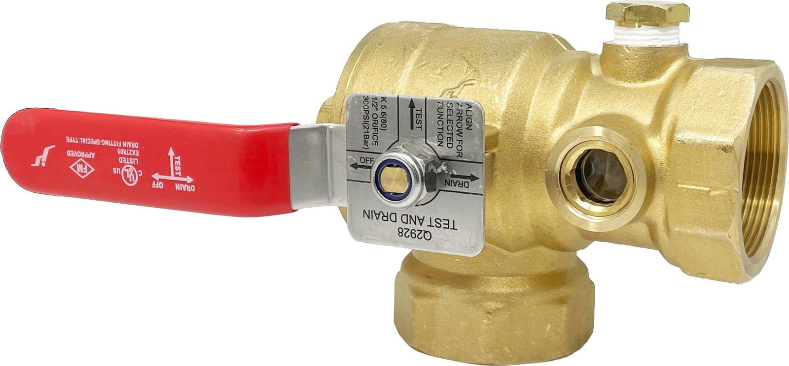 TEST AND DRAIN VALVE, Angle, Brass (Lead Free), UL/FM