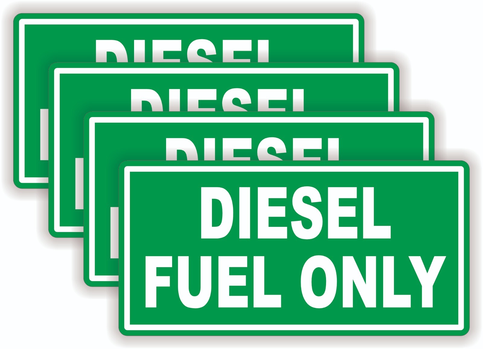 4-pack 2x4 inch DIESEL FUEL ONLY Vinyl Stickers Gas Decals Labels Tank Def Truck