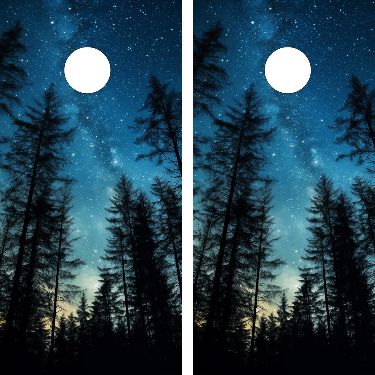 FADEPROOF Cornhole Board Wraps Laminated  Full Moon Forest  /
